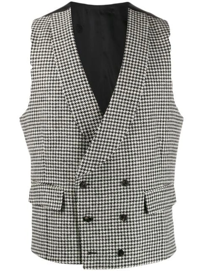 Gabriele Pasini Houndstooth Pattern Waistcoat In 21 White/black