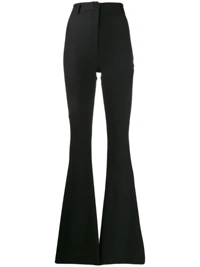 Hebe Studio High-waisted Flared Trousers In Black
