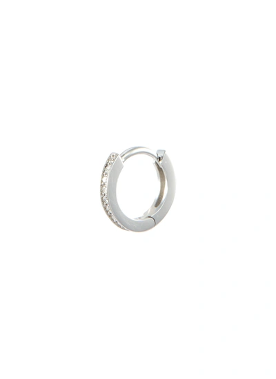Repossi 'berbère' Diamond 18k White Gold Mini Single Hoop Earring In Metallic
