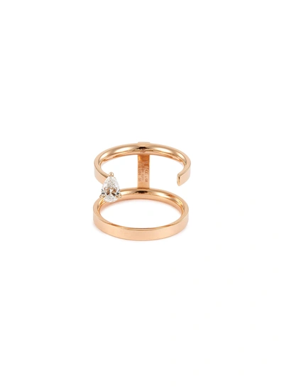Repossi 'serti Sur Vide' Diamond 18k Rose Gold Two Row Ring In Metallic