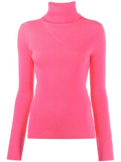 Msgm Turtleneck Knitted Jumper In Pink