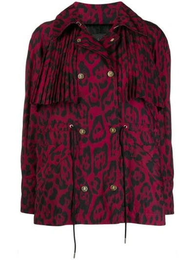 Just Cavalli Leopard Print Pleat Jacket In Red