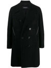 Neil Barrett Contrast Stitched Double-breasted Coat In Black