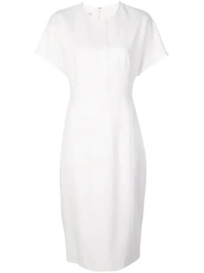 Narciso Rodriguez Fitted Knit Midi Dress In White