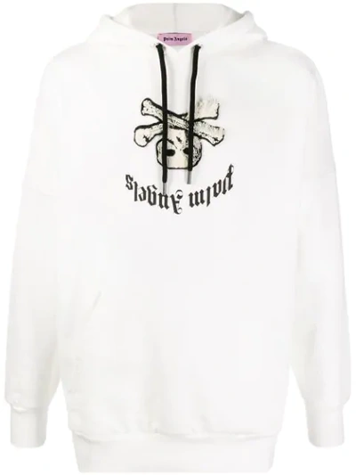 Palm Angels Skull Motif Hoodie In White