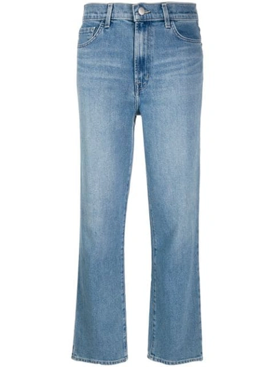 J Brand Marcella Cropped Straight Let Denim Jeans In Blue