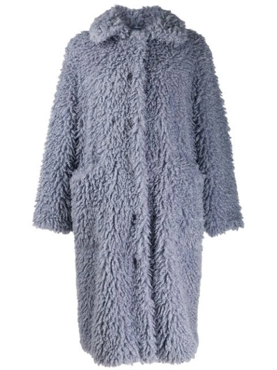 Stand Studio Leah Shearling Coat In Blue