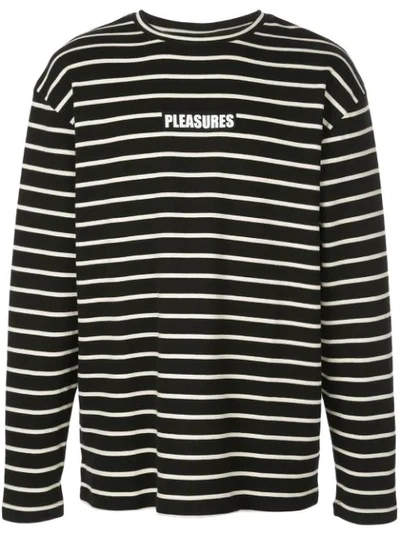 Pleasures Branded Stripe Sweatshirt In Black