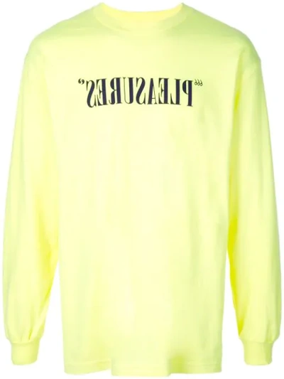 Pleasures Branded Sweatshirt In Yellow