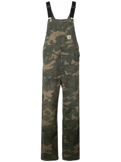 Carhartt Camouflage Print Dungarees In Green