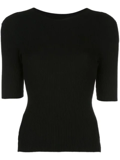 Milly Ribbed Knit Top In Black