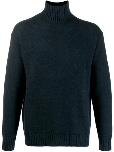 Laneus Turtleneck Knit Sweater In Blue