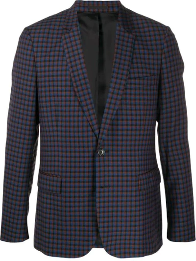 Ps By Paul Smith Check Fitted Blazer In Blue