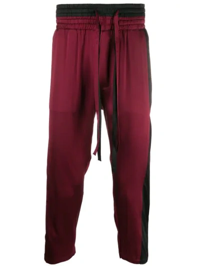 Nahmias Contrast Stripe Satin Trousers In Red