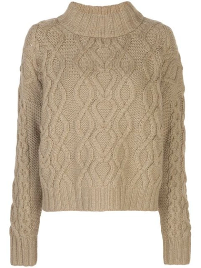 Co Cable Knit Jumper In Olive