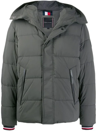 Tommy Hilfiger Hooded Padded Jacket In Grey