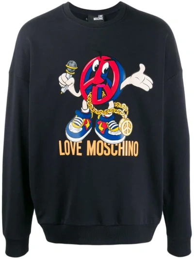 Love Moschino Branded Sweatshirt In Blue