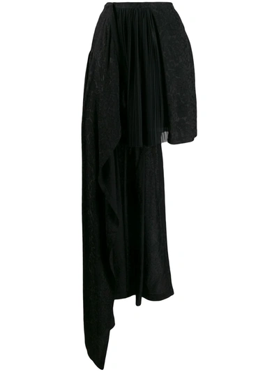 Preen By Thornton Bregazzi Asymmetric Jacquard Skirt In Black