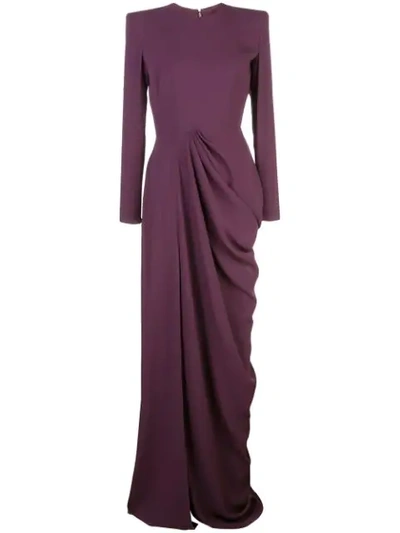 Alex Perry Side Slit Evening Gown In Purple