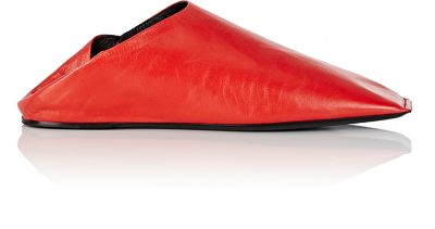 balenciaga square toe leather mules red