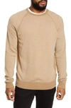 Vince Birdseye Crewneck Wool & Cashmere Sweater In Camel/ Pearl
