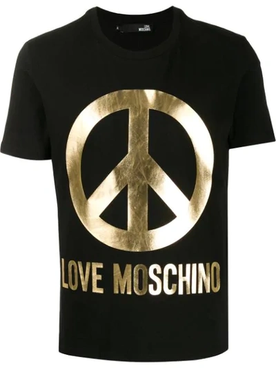 Love Moschino Peace Sign T-shirt In C74 Black