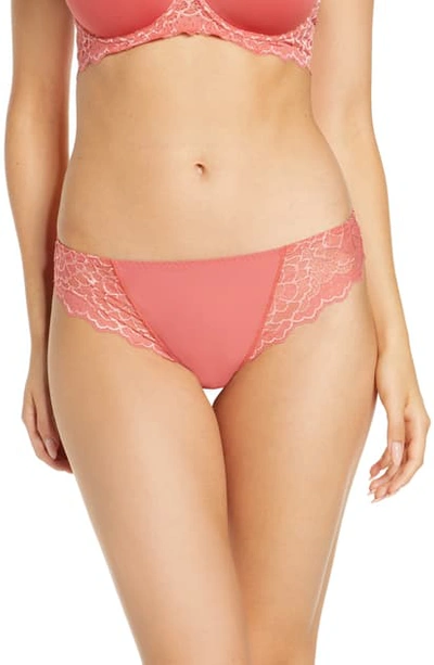 Simone Perele 'caresse' Lace Tanga Briefs In Rose Quartz