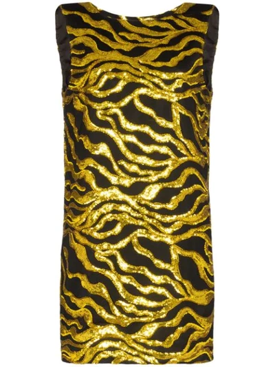 Halpern Sequin-embellished Wave Mini Dress In Gold
