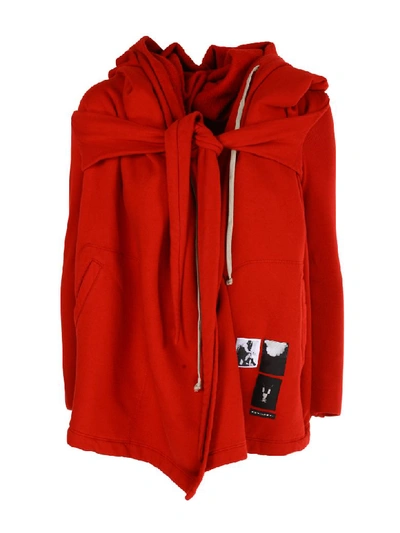 Drkshdw Hooded Wrap Woven Sweatshirt In Cherry