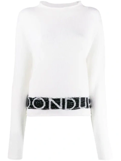 Dondup White & Black Wool-cashmere Blend Jumper
