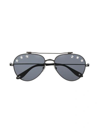 Givenchy White Star Black Aviator Sunglasses In Black/white