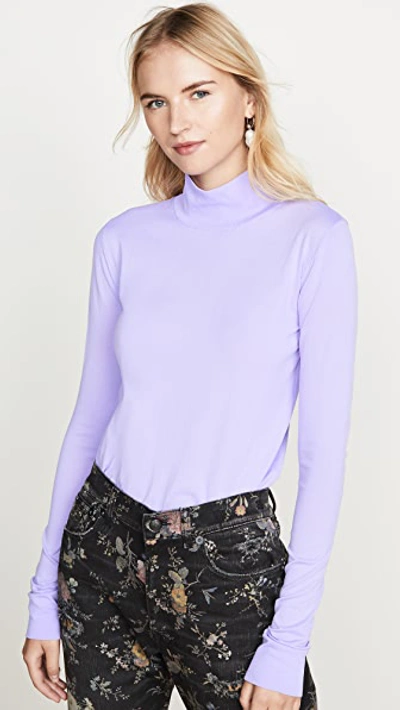 Les Rêveries Stretch-knit Turtleneck Top In Lilac