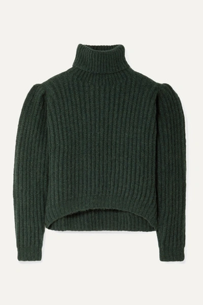 Apiece Apart Nicola Ribbed Alpaca-blend Turtleneck Sweater In Dark Green