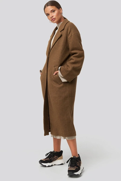 Na-kd Big Button Long Coat Brown