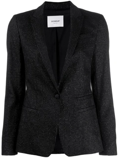Dondup Lurex Pinstriped Cotton Twill Blazer In Black