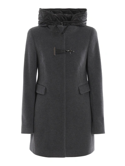 Fay Toggle Double Front Hooded Coat In Grey