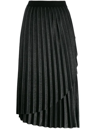 Karl Lagerfeld Metallic Pleated Skirt In Grey