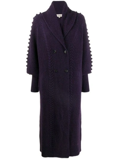 Temperley London Bobble Detail Long Cardi-coat In Purple
