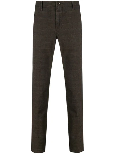 Incotex Checked Straight Leg Trousers In Brown