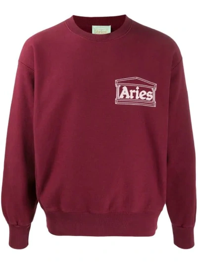 Aries Printed Logo Sweatshirt In Red