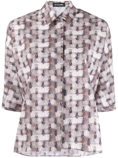 Styland Ant Print Shirt In Neutrals
