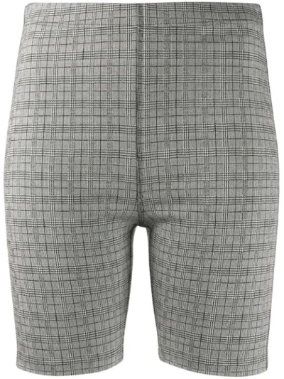 Styland Checked Stretch Shorts In Grey