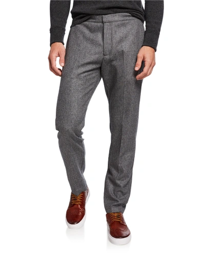 Salle Privée Men's Wool Flannel Flat-front Trousers In Gray