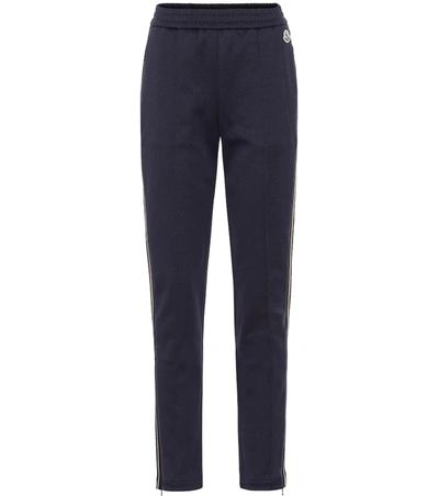 Moncler Cotton-blend Trackpants In Blue