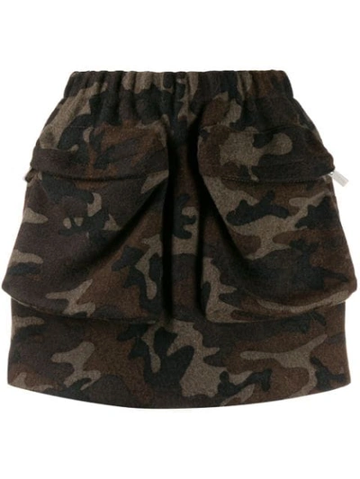 Miu Miu Camouflage Wool-blend Miniskirt In Brown