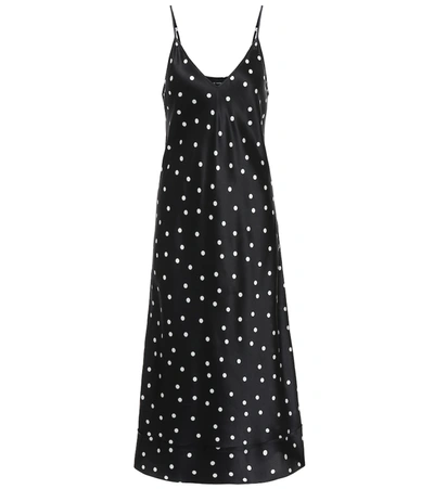 Lee Mathews Talulah Polka-dot Silk-satin Dress In Black