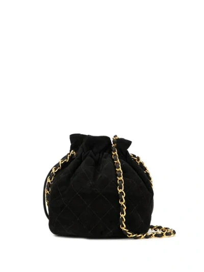 Pre-owned Chanel Cc Drawstring Chain Shoulder Bag In Black