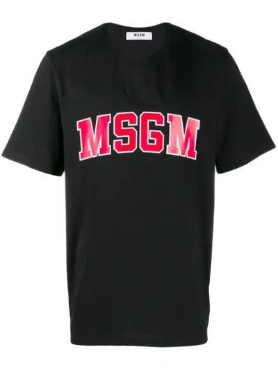 Msgm Oversized Logo T-shirt In Black,red