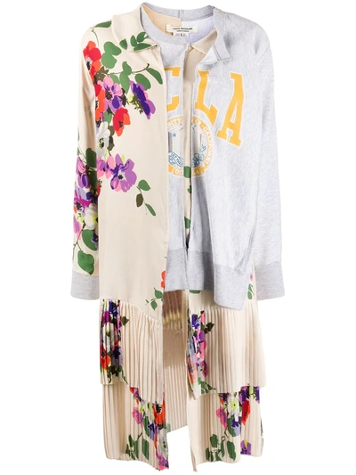 Junya Watanabe Floral Layered-panel Sweatshirt In Neutrals