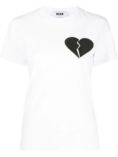 Msgm Broken Heart Patch T-shirt  In White